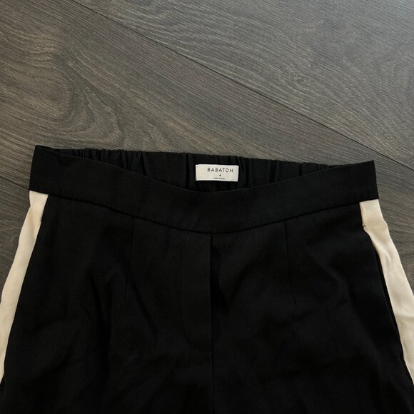 Babaton Aritzia Black Dress Pants w/ White Stripe - size 4 - Picture 2 of 8